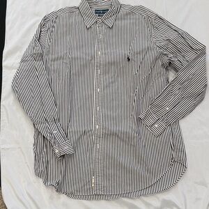 Ralph Lauren Charcoal and White Striped Shirt—Classic Fit—XL Tall